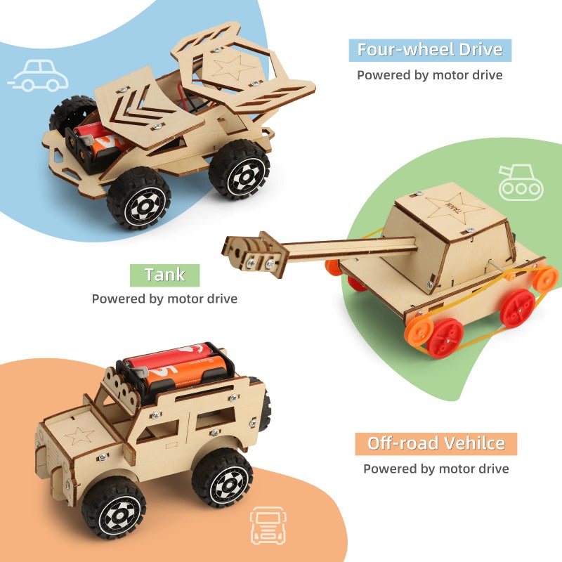 Yutin STEM Kits for Kids Age 8-10 10-12  6 Set Science Kits for Kids Age 8-12 5-7  Wood Car Building Projects Crafts Model Kit  Wooden 3D Puzzles  STEM Toys for Boys 7 8 9 10 12 13 Year Old Birthday Gifts - Image 3